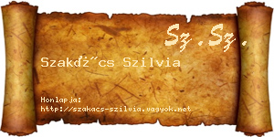 Szakács Szilvia névjegykártya